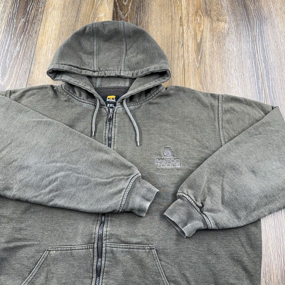 Vintage Matco Tools Hoodie Mens XXL Gray Sweatshirt Berne Car Racing Shop Zip Up